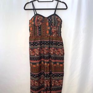 Band Of Gypsies Paisley Print Wide Leg Jumpsuit